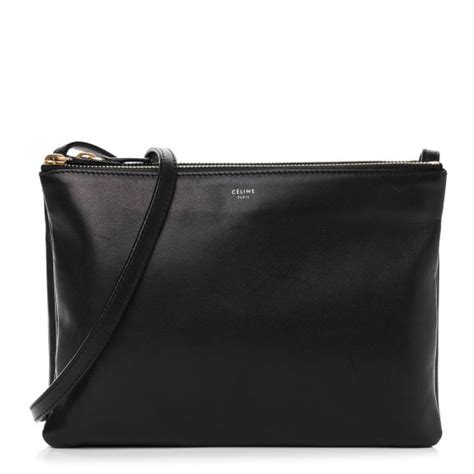 celine trio black goatskin|CELINE Goatskin Large Trio Crossbody Bag Black.